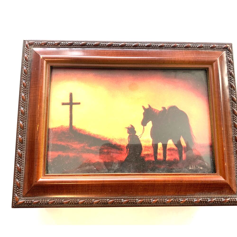 COTTAGE GARDEN WOODGRAIN REVERENCE MUSIC/JEWELRY BOX "AMAZING GRACE" 8X6"